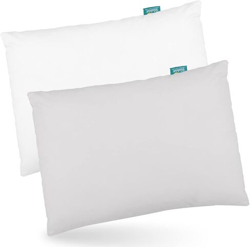 Toddler Pillow 2 Pack with Pillowcase (13 x 18), Cotton Kid Pillow for Sleeping, Machine Washable Soft Travel Pillow, Toddler Use Only, Age 2 to 5 (Gray&Pink) in Saudi Arabia