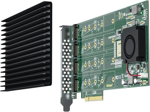 NVMe SSD Adapter M-Key, 4-Port PCIe 3.0 to NVMe (4) M.2 Adapter Card, PCIe X16 Gen3, Supports PCIe M.2 SSDs, Compatible with PCIe 3.0/2.0/1.0, Requires Motherboard BIOS Support for Bifurcation in Saudi Arabia