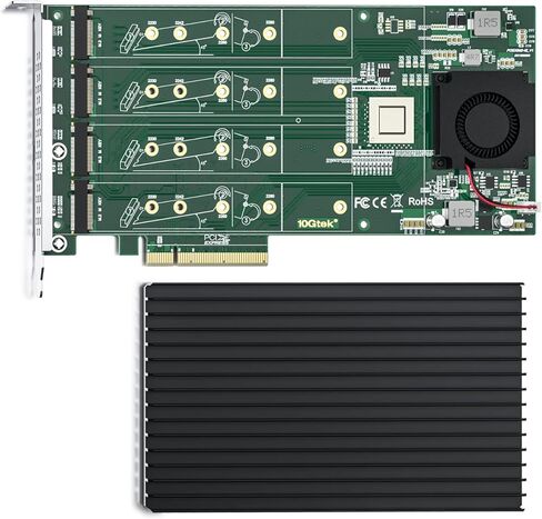 NVMe SSD Adapter M-Key, 4-Port PCIe 3.0 to NVMe (4) M.2 Adapter Card, PCIe X16 Gen3, Supports PCIe M.2 SSDs, Compatible with PCIe 3.0/2.0/1.0, Requires Motherboard BIOS Support for Bifurcation in Saudi Arabia