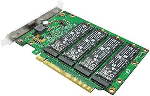 NVMe SSD Adapter M-Key, 4-Port PCIe 3.0 to NVMe (4) M.2 Adapter Card, PCIe X16 Gen3, Supports PCIe M.2 SSDs, Compatible with PCIe 3.0/2.0/1.0, Requires Motherboard BIOS Support for Bifurcation in Saudi Arabia