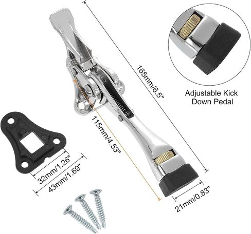uxcell 4 Inch Kickdown Door Stopper, One Touch Pedal Heavy Duty Door Stop Holder, Height-Adjustable Rubber Foot, (Silver, 1 Pack) in Saudi Arabia