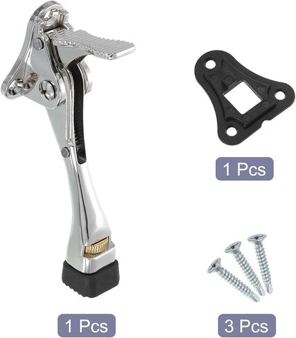 uxcell 4 Inch Kickdown Door Stopper, One Touch Pedal Heavy Duty Door Stop Holder, Height-Adjustable Rubber Foot, (Silver, 1 Pack) in Saudi Arabia