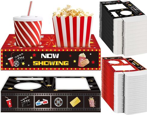 50 Pcs Movie Night Supplies Movie Night Snack Trays Movie Theater Snack Boxes Cinema Theme Paper Snack Holder Popcorn Candy Drink Tray Box For Family Movie Night Birthday Holiday Party in Kuwait