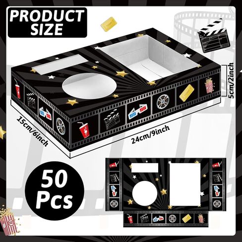 50 Pcs Movie Night Supplies Movie Night Snack Trays Movie Theater Snack Boxes Cinema Theme Paper Snack Holder Popcorn Candy Drink Tray Box For Family Movie Night Birthday Holiday Party in Kuwait
