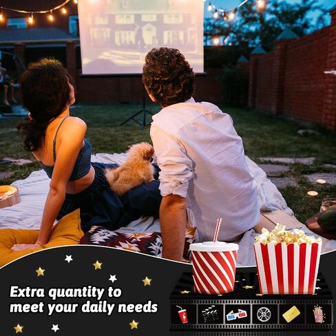 50 Pcs Movie Night Supplies Movie Night Snack Trays Movie Theater Snack Boxes Cinema Theme Paper Snack Holder Popcorn Candy Drink Tray Box For Family Movie Night Birthday Holiday Party in Kuwait