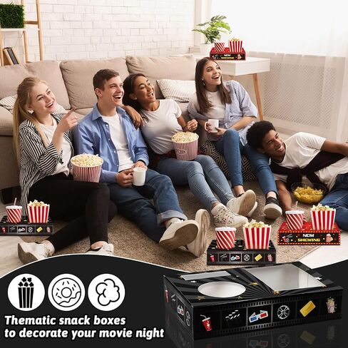 50 Pcs Movie Night Supplies Movie Night Snack Trays Movie Theater Snack Boxes Cinema Theme Paper Snack Holder Popcorn Candy Drink Tray Box For Family Movie Night Birthday Holiday Party in Kuwait