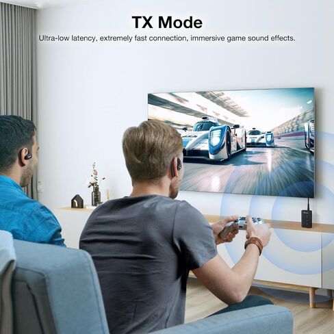 TV Bluetooth 5.3 Transmitter/Receiver 2-in-1 Mini Wireless Adapter with Headphones Dual Pairs, 3.5mm Aux Audio Jack, Aptx Low Latency for Airplane/Earbuds/Car/Stereo/Treadmill/Tablets - White in Saudi Arabia