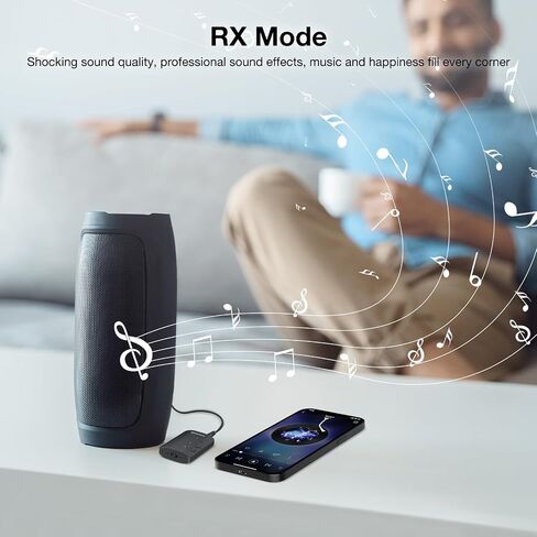 TV Bluetooth 5.3 Transmitter/Receiver 2-in-1 Mini Wireless Adapter with Headphones Dual Pairs, 3.5mm Aux Audio Jack, Aptx Low Latency for Airplane/Earbuds/Car/Stereo/Treadmill/Tablets - White in Saudi Arabia