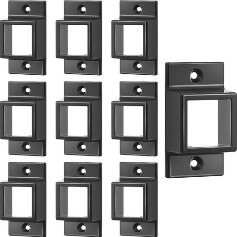 Zonon 1" x 1" Black Aluminum Fence Brackets Standard Wall Mount for Rails Double Flange Metal Square Brackets Residential Black Flat Fence Brackets for Fencing Railing Mounting(10 Pcs) in Saudi Arabia