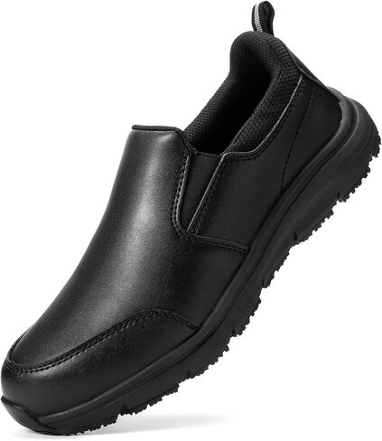 NAVEKULL Men's Non Slip Food Service Shoes Water Resistant Kitchen Restaurant Chef Shoes Black Leather Slip Resistant Work Shoes in Kuwait