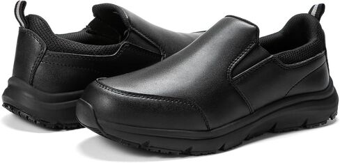 NAVEKULL Men's Non Slip Food Service Shoes Water Resistant Kitchen Restaurant Chef Shoes Black Leather Slip Resistant Work Shoes in Kuwait