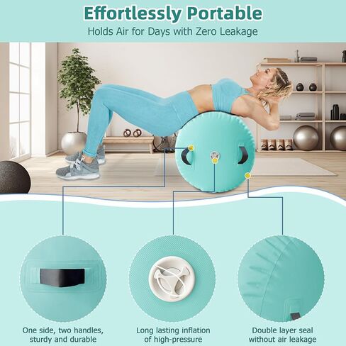 Vapaus Gymnastics Air Barrel Inflatable Tumbling Roller Mat Back Handspring Trainer Air Tumbler Octagon Barrel Gymnastics Equipment for Tumble Track Cheerleading Yoga Training Durable AntiSlip Double Seal Without Pump in Saudi Arabia