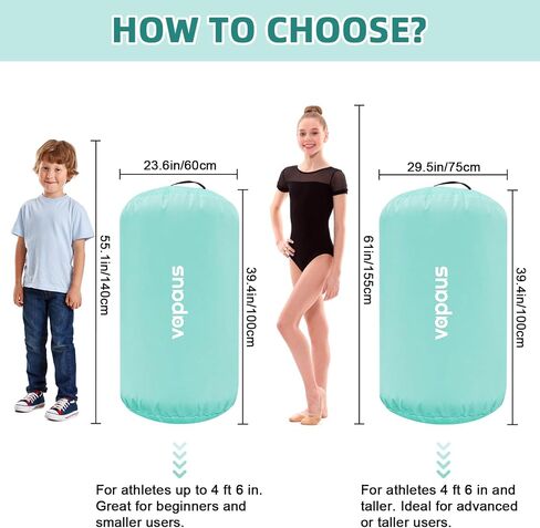 Vapaus Gymnastics Air Barrel Inflatable Tumbling Roller Mat Back Handspring Trainer Air Tumbler Octagon Barrel Gymnastics Equipment for Tumble Track Cheerleading Yoga Training Durable AntiSlip Double Seal Without Pump in Saudi Arabia