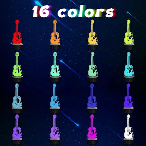 Acoustic Guitar Night Light, 3D LED Optical Illusion Lamp with Remote Control and Timer, Gifts for Guitar Players Guitarists Music Lovers in Kuwait