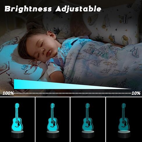 Acoustic Guitar Night Light, 3D LED Optical Illusion Lamp with Remote Control and Timer, Gifts for Guitar Players Guitarists Music Lovers in Kuwait