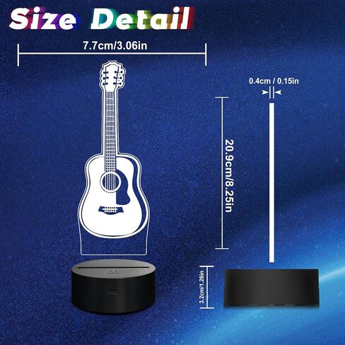 Acoustic Guitar Night Light, 3D LED Optical Illusion Lamp with Remote Control and Timer, Gifts for Guitar Players Guitarists Music Lovers in Kuwait