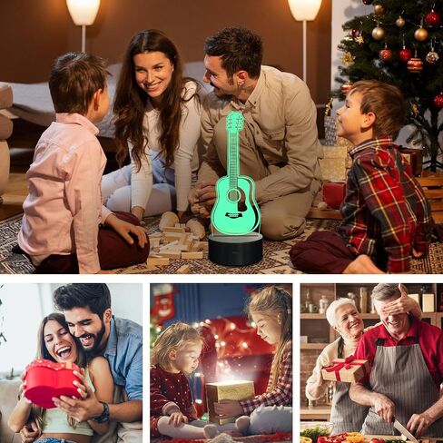 Acoustic Guitar Night Light, 3D LED Optical Illusion Lamp with Remote Control and Timer, Gifts for Guitar Players Guitarists Music Lovers in Kuwait