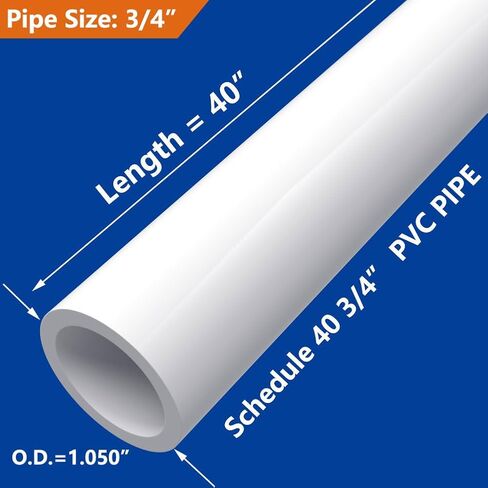 3/4" PVC Pipe, DIY PVC Projects for the Home, Garden, Greenhouse, Farm and Workshop, Sch. 40 Furniture Grade, White [40" x 10 Pack] in Kuwait