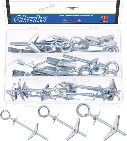 Glarks 15pcs M6 x 70mm O-Shaped Eye Bolt Toggle Anchors Set for Drywall, Toggle Bolts, Butterfly Anchors, Spring Toggle Wing Bolts for Ceiling, Sheetrock, Hollow Wall in Saudi Arabia