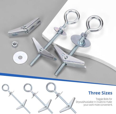 Glarks 15pcs M6 x 70mm O-Shaped Eye Bolt Toggle Anchors Set for Drywall, Toggle Bolts, Butterfly Anchors, Spring Toggle Wing Bolts for Ceiling, Sheetrock, Hollow Wall in Saudi Arabia