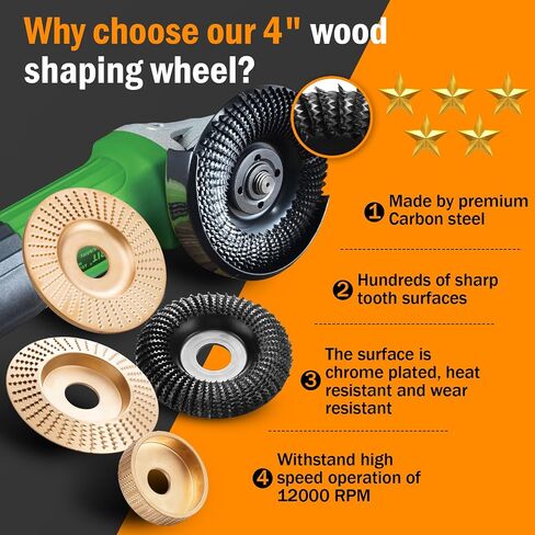 Angle Grinder Wood Carving Disc,5 Pack Stump Grinder 4 Inch with 5/8 inch Arbor,Wood Carving Tools for Wood Working,Angle Grinder Attachments in Saudi Arabia
