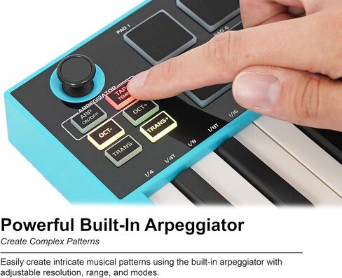 Rockville M25 25 Key USB Wireless MIDI Keyboard Controller, Bluetooth, 8 Pads and Knobs, Joystick, Arpeggiator, Compact, Perfect for Music Production in Saudi Arabia