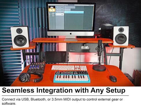 Rockville M25 25 Key USB Wireless MIDI Keyboard Controller, Bluetooth, 8 Pads and Knobs, Joystick, Arpeggiator, Compact, Perfect for Music Production in Saudi Arabia