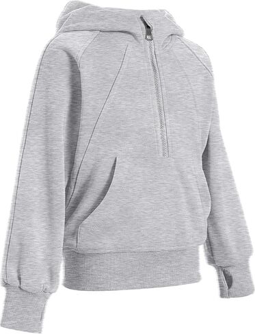 OBEEII Little Girls Sweatshirt Fleece Long Sleeve Zip Up Hoodies Half Zipper Sweatshirt with Pockets Fall Winter Pullover Top in Kuwait