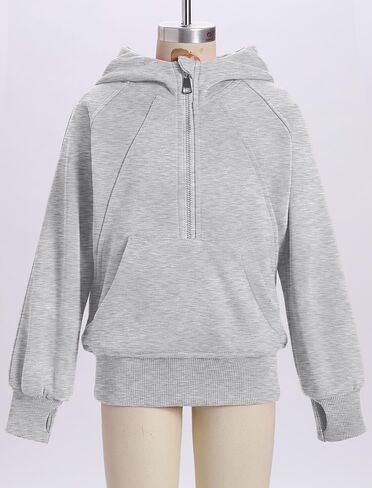 OBEEII Little Girls Sweatshirt Fleece Long Sleeve Zip Up Hoodies Half Zipper Sweatshirt with Pockets Fall Winter Pullover Top in Kuwait