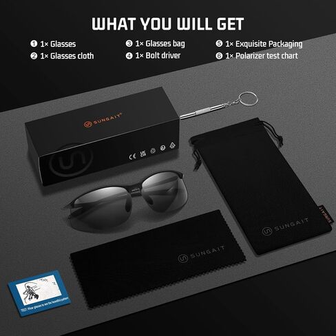 SUNGAIT Sport Sunglasses Men Polarized Running Sun Glasses for Men Women Black Men's Sunglasses Shades Fashion UV Protection in Saudi Arabia