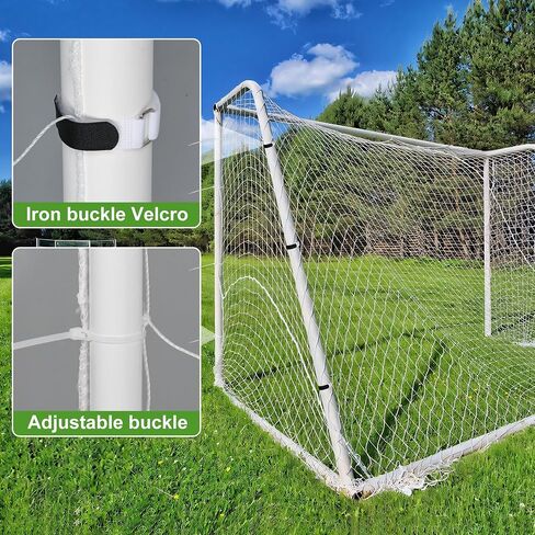 3mm Thicker Soccer Net, Full Size Soccer Goal Net, Durable Polyethylene Football Net with Velcro and Straps,24 x 8ft / 18 x 6.5ft / 10 x 6.5ft Soccer Replacement Nets (Post Not Included) in Kuwait