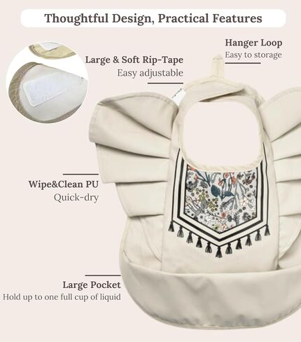 CuddoBaby Baby Bibs, Waterproof Feeding Bib with Large Pocket, Mess Proof, Wide Fit Adjustable, Quick Dry Food Catcher in Saudi Arabia