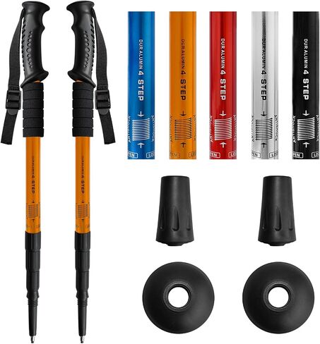 Trekking Poles, 2 Pack Hiking Trekking Poles Adjustable, Lightweight, Anti Shock, Telescopic Walking Sticks for Men Women for Camping, Mountaining, Walking-Silver in Saudi Arabia