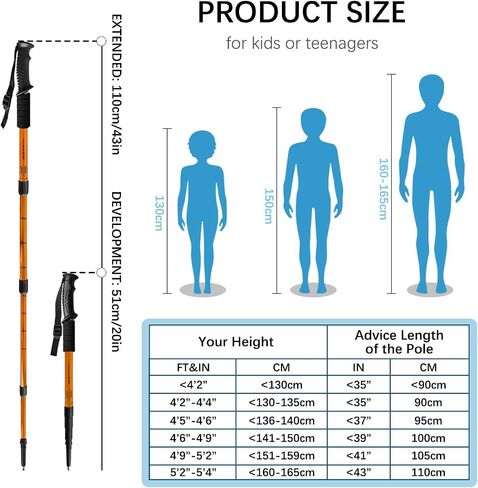 Trekking Poles, 2 Pack Hiking Trekking Poles Adjustable, Lightweight, Anti Shock, Telescopic Walking Sticks for Men Women for Camping, Mountaining, Walking-Silver in Saudi Arabia