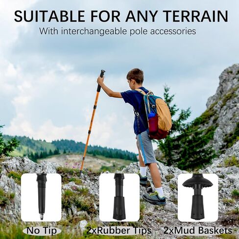 Trekking Poles, 2 Pack Hiking Trekking Poles Adjustable, Lightweight, Anti Shock, Telescopic Walking Sticks for Men Women for Camping, Mountaining, Walking-Silver in Saudi Arabia