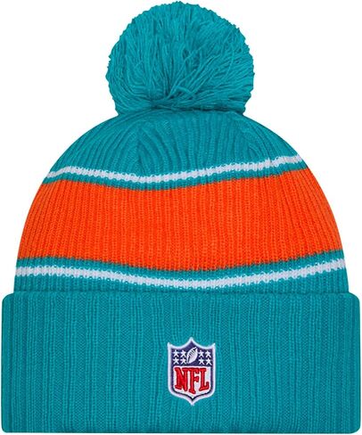 New Era Unisex-Adult NFL Official Sideline Team Logo Sherpa Striped Pom Beanie Cold Weather Knit Hat in Saudi Arabia