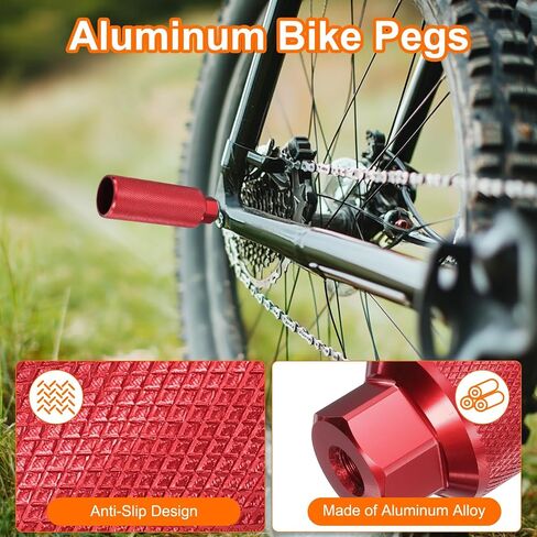 HARFINGTON Bike Pegs Aluminum Alloy Rear Stunt Pegs Anti-Skid Back Seat Stands Fit Axles for Bike BMX in Saudi Arabia