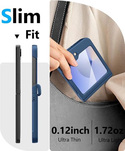 Vihibii for Samsung Galaxy Z Flip 6 Glitter Case with Hinge Protection & Outer Screen Protector, Bling Cute [Non-Yellowing] Slim & Thin Shockproof Protective Phone Cover for Galaxy Z Flip 6 5g, Clear in Saudi Arabia