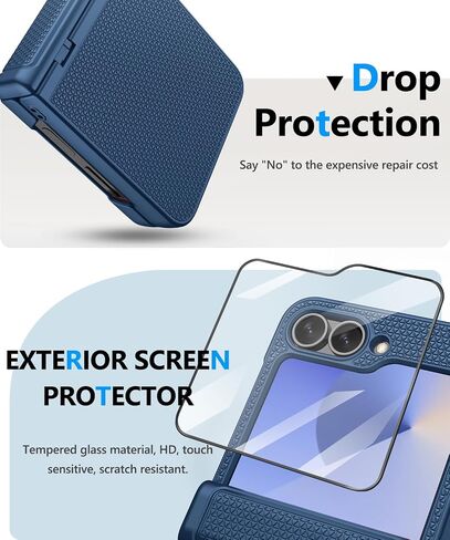 Vihibii for Samsung Galaxy Z Flip 6 Glitter Case with Hinge Protection & Outer Screen Protector, Bling Cute [Non-Yellowing] Slim & Thin Shockproof Protective Phone Cover for Galaxy Z Flip 6 5g, Clear in Saudi Arabia