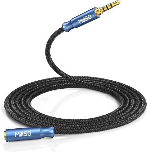 MillSO 3.5mm Headphone Extension Cable (6.6 Feet) TRRS 3.5mm Male to Female Stereo Audio Jack Extension Adapter Auxiliary AUX Cord for Headphones, Earbud, Speaker, Car Stereo, Home HiFi Stereo System in Saudi Arabia