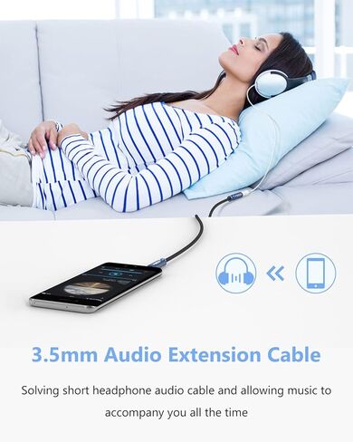 MillSO 3.5mm Headphone Extension Cable (6.6 Feet) TRRS 3.5mm Male to Female Stereo Audio Jack Extension Adapter Auxiliary AUX Cord for Headphones, Earbud, Speaker, Car Stereo, Home HiFi Stereo System in Saudi Arabia