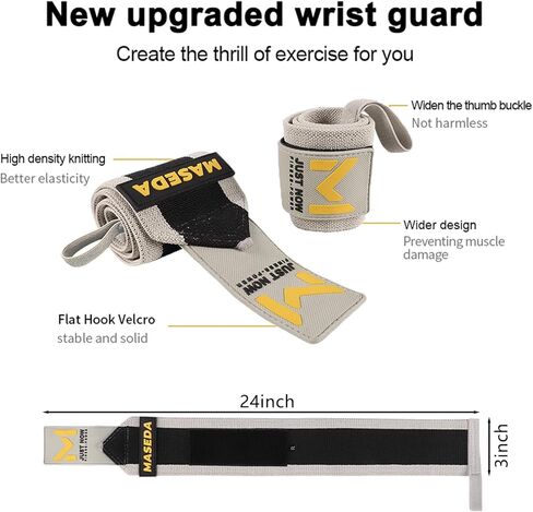 Pro-Grade Weightlifting Wrist Wraps (24") for Gym, Strength Training, and Powerlifting(1 Pair) - Heavy-Duty Thumb Loop Straps for Maximum Wrist Support in Bodybuilding & Fitness (Men & Women) in Kuwait