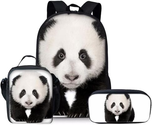 Panda Backpack Youth Leisure School Bag Lunch Box Pencil and pencil Case 3-in-1 Set (Color 5) in Saudi Arabia
