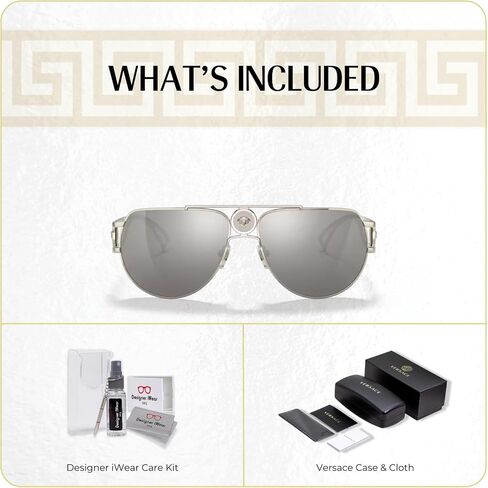 Versace VE2225 Pilot Sunglasses for Men + BUNDLE With Designer iWear Complimentary Eyewear Kit in Saudi Arabia