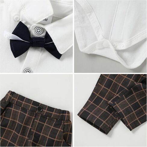 nilikastta Baby Boy Clothes Suits Infant Gentleman Outfit Dress Shirts/Vest/Tie/Pants 0-18M in Kuwait
