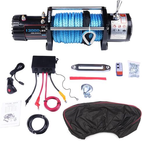 SCITOO - 12V Electric Winch Synthetic Rope Truck For Jeep 13000LB Trailer 4WD with Waterproof Soft Winch Cover in Saudi Arabia