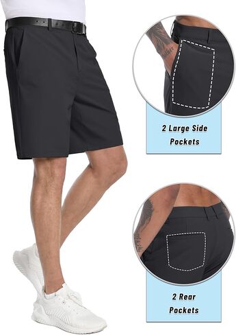 TACVASEN Men's Golf Shorts 9" Stretch Dress Work Shorts Quick Dry Lightweight Casual Flat Front Shorts with 4 Pockets in Kuwait