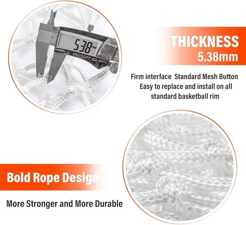 شبكة كرة سلة psler للاستخدام الخارجي، شبكة كرة سلة قياسية بقياس 22 بوصة وتحتوي على 12 حلقة، مناسبة للمنافسة الاحترافية الداخلية والخارجية. (2 شبكات (أبيض)) in Kuwait