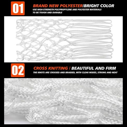 شبكة كرة سلة psler للاستخدام الخارجي، شبكة كرة سلة قياسية بقياس 22 بوصة وتحتوي على 12 حلقة، مناسبة للمنافسة الاحترافية الداخلية والخارجية. (2 شبكات (أبيض)) in Kuwait