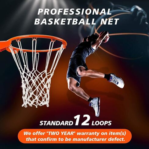 شبكة كرة سلة psler للاستخدام الخارجي، شبكة كرة سلة قياسية بقياس 22 بوصة وتحتوي على 12 حلقة، مناسبة للمنافسة الاحترافية الداخلية والخارجية. (2 شبكات (أبيض)) in Kuwait